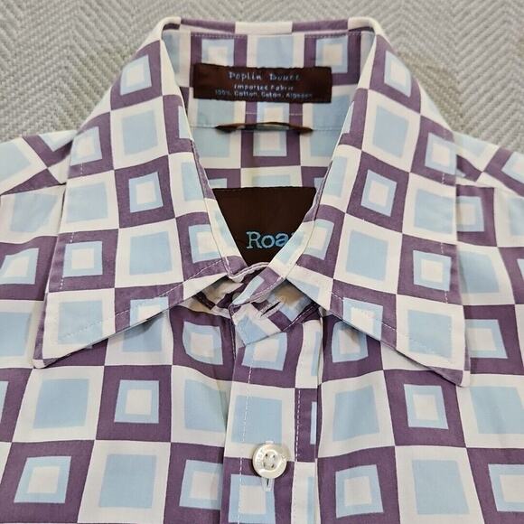 Roar Poplin Douce Button-Down Shirt Men's Size Small Long Sleeve Retro Geometric - Picture 14 of 16